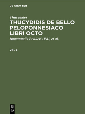 cover image of Thucydidis de bello Peloponnesiaco libri octo, Vol 2